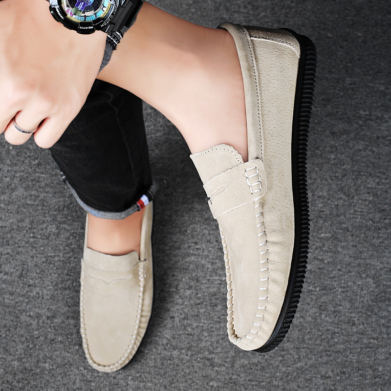 2023新款秋季透气豆豆鞋男软底休闲百搭一脚蹬驾车男鞋英伦风皮鞋