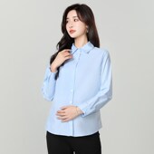 春秋款 长袖 2024新款 孕妇衬衫 u职业装 宽松纯棉上衣大码 蓝色工装 衬