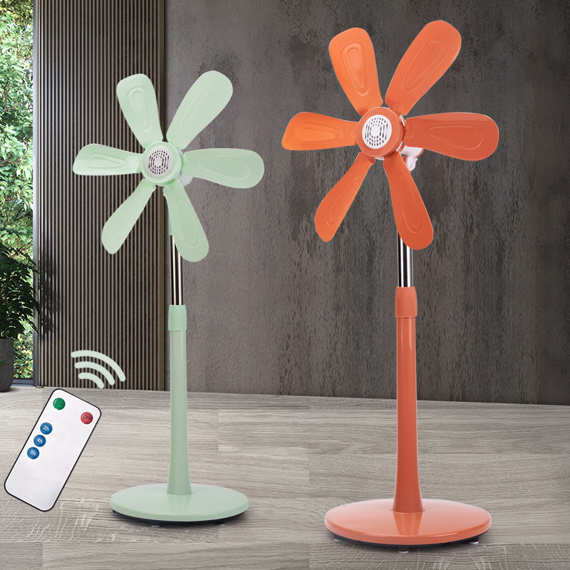 伸缩式无网罩支架电风扇静音家用学生宿舍立式迷你小型五叶落地扇