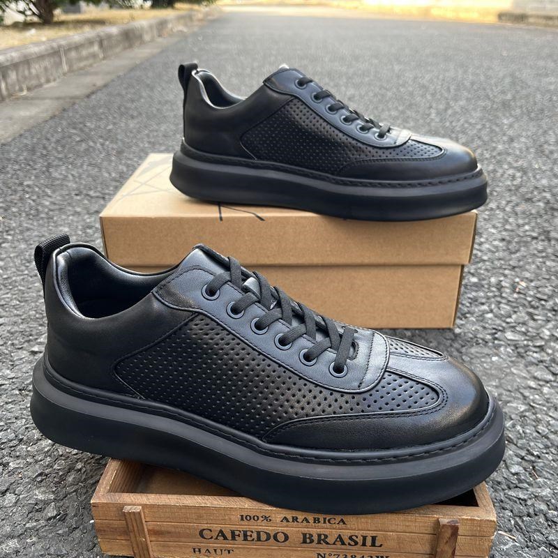 撤柜男鞋高端商务正装鞋新款运动真皮透气凉鞋厚底休闲皮鞋洞洞鞋