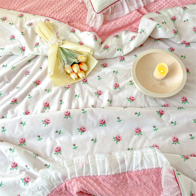 A类公主风床裙h乳胶凉席四件套冰丝席可水洗三件套夏天新款软席子