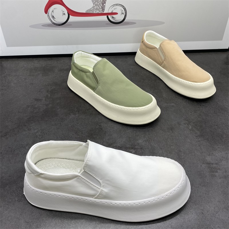 懒人鞋男2024夏季新款休闲板鞋男款开车鞋厚底一脚蹬帆布鞋男透气