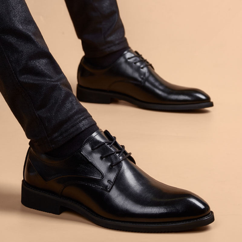 男士皮鞋真皮商务正装韩版百搭男鞋透气内增高英伦休闲皮鞋男秋季