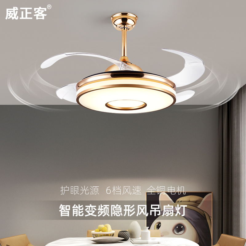 吸顶风扇灯吊扇灯2024新款简约餐厅卧室客厅灯具隐形一体风扇吊灯