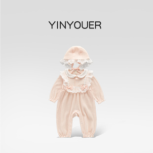 小公主婴儿秋装衣服女宝宝连体衣春秋季满月新生儿哈衣百天拍照服