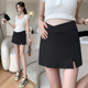u新款 孕妇西装 包臀开叉短裙夏装 显瘦A字黑色托腹裙子防走光半身裙