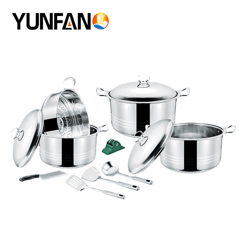 复底不锈钢宽边锅蒸锅s12件套装多功能锅具加厚钢盖带蒸片图片
