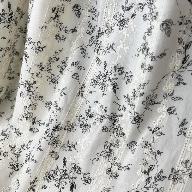 桌布餐桌防烫台布茶几简约黑色印花布料纯棉服装装饰布料1.3米宽