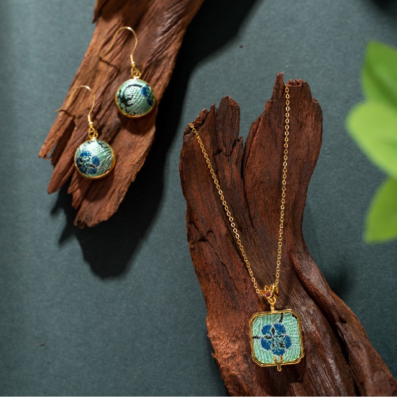 蜀锦首饰国风佩饰文创饰品耳环耳钉项链胸针手镯送礼礼品