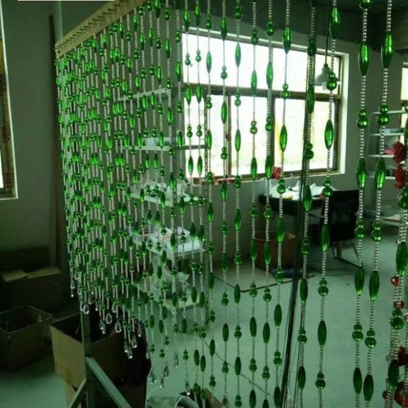 新款绿色水晶g珠子珠帘成品玄关门帘隔断水晶珠帘挂帘珠帘装饰图片