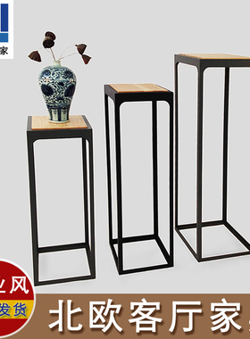 木质欧式花架客厅实木古典铁花架花盆架阳台置物架落地式层架定制