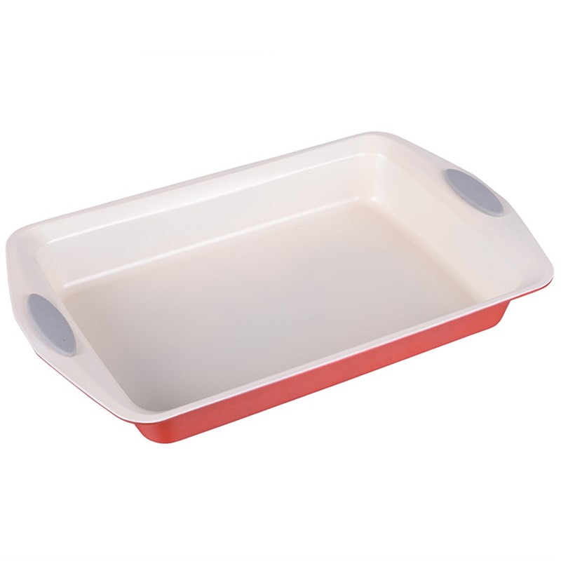 厂家直供硅胶手柄烤盘烘焙工具DIY蛋糕模碳钢不粘涂层烧烤盘定 制