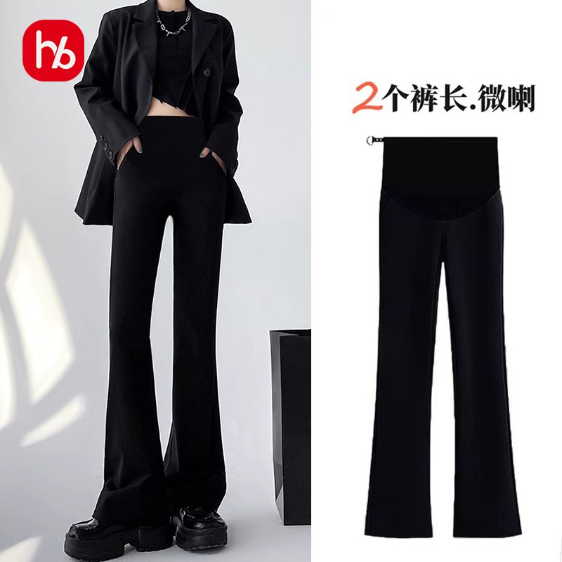 孕妇裤子2025春秋新款微喇叭裤子秋冬款加绒外穿小个子托腹长裤