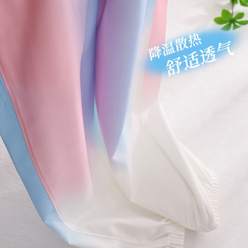 女童裤子夏季薄款休闲裤洋气渐变色长裤儿童速干运动裤大童防蚊裤