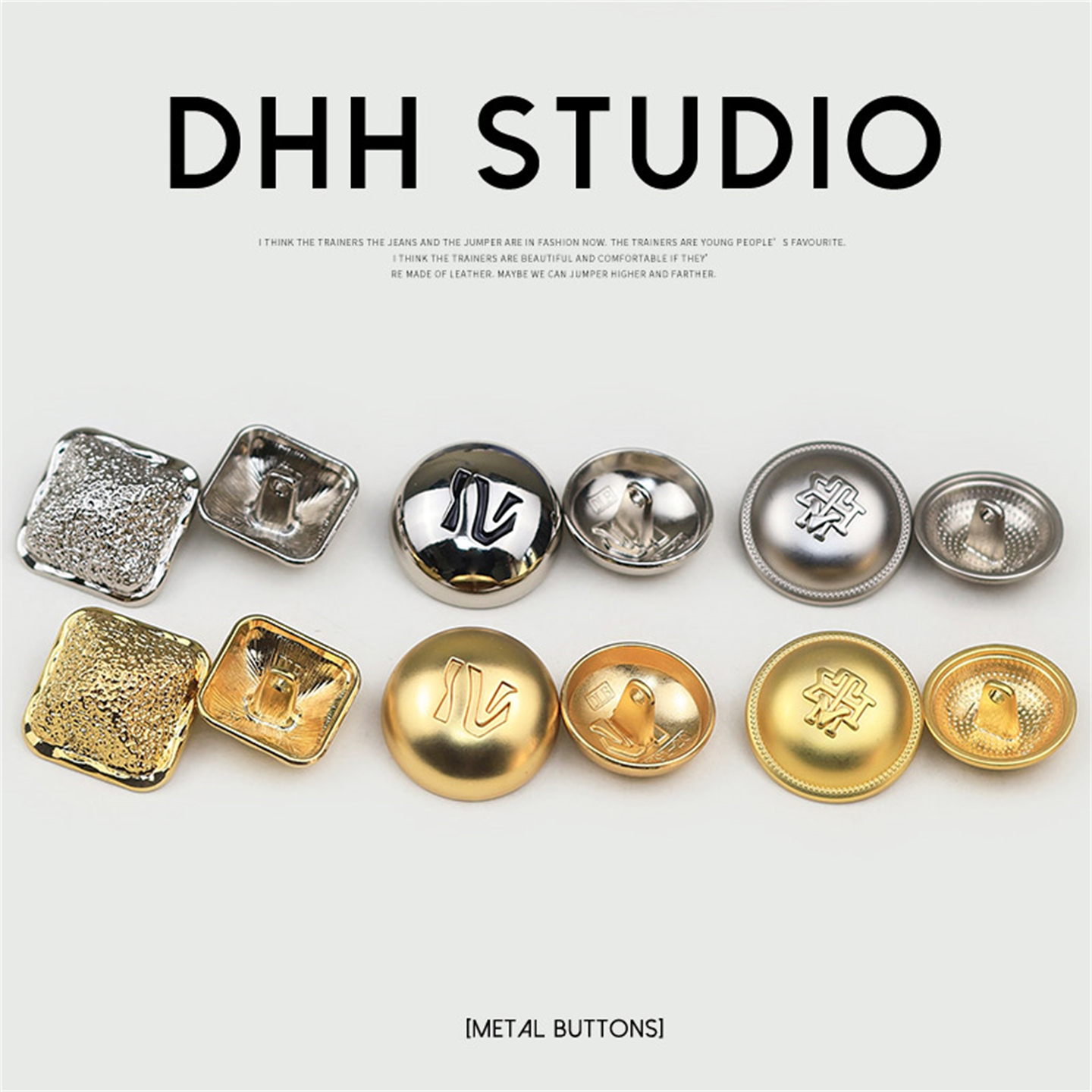 时尚质感金属纽扣褶皱金字塔形设计手缝扣子雾面圆形时装扣大衣扣