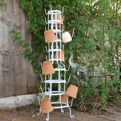 厂家岛拉铁质花架花盆架爬藤架藤蔓架金属田园简约挂盆架收纳架挂