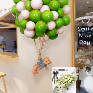 饰品中秋小熊 飘场景布置橱窗节热气球马卡龙店铺空创意开业生日装