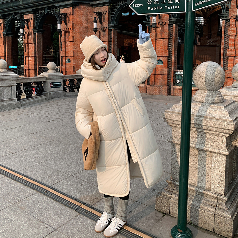 2025年冬季新品加厚长款羽绒棉服网红同款立领连帽保暖宽松外套