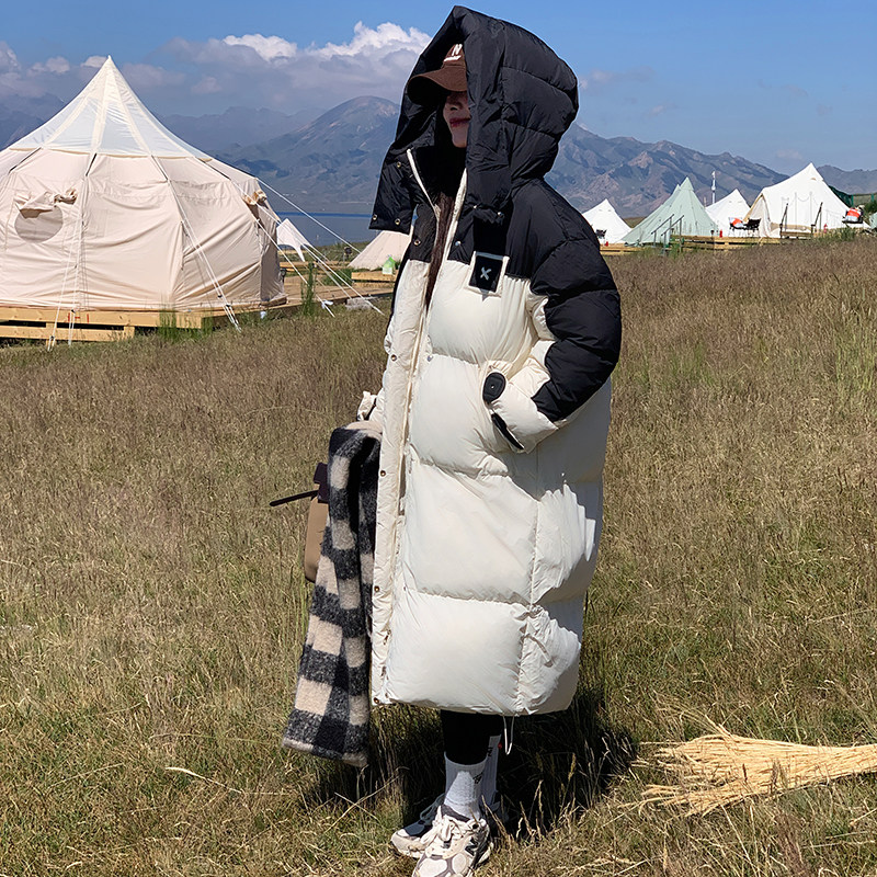 2025年新款女冬季韩版加厚宽松棉服中长款撞色时尚拼接连帽外套潮,女装/女士精品,棉衣/棉服,淘宝优惠券,粉丝福利购,淘宝优惠卷