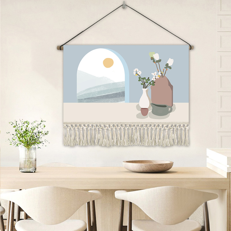 北欧简约花卉餐厅挂画q卧室布艺客厅装饰画挂布沙发床头背景墙挂图片