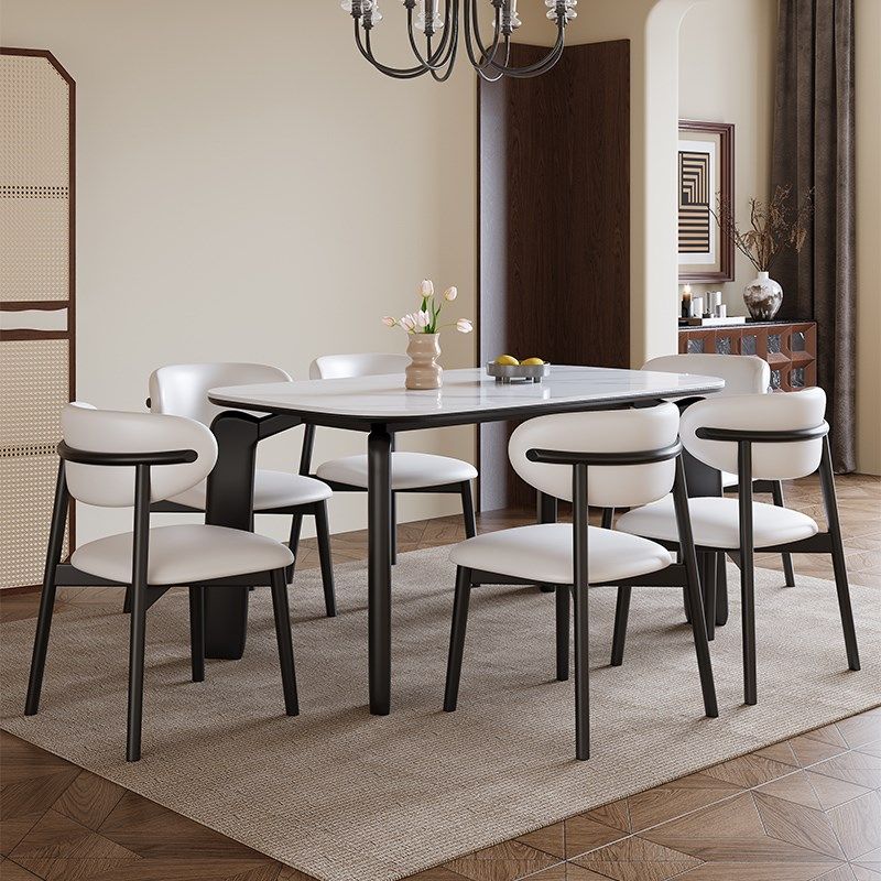 轻奢岩板餐桌椅组合2024新款现代简约小户型家用实木餐桌方形饭桌,住宅家具,岩板餐桌,淘宝优惠券,粉丝福利购,淘宝优惠卷