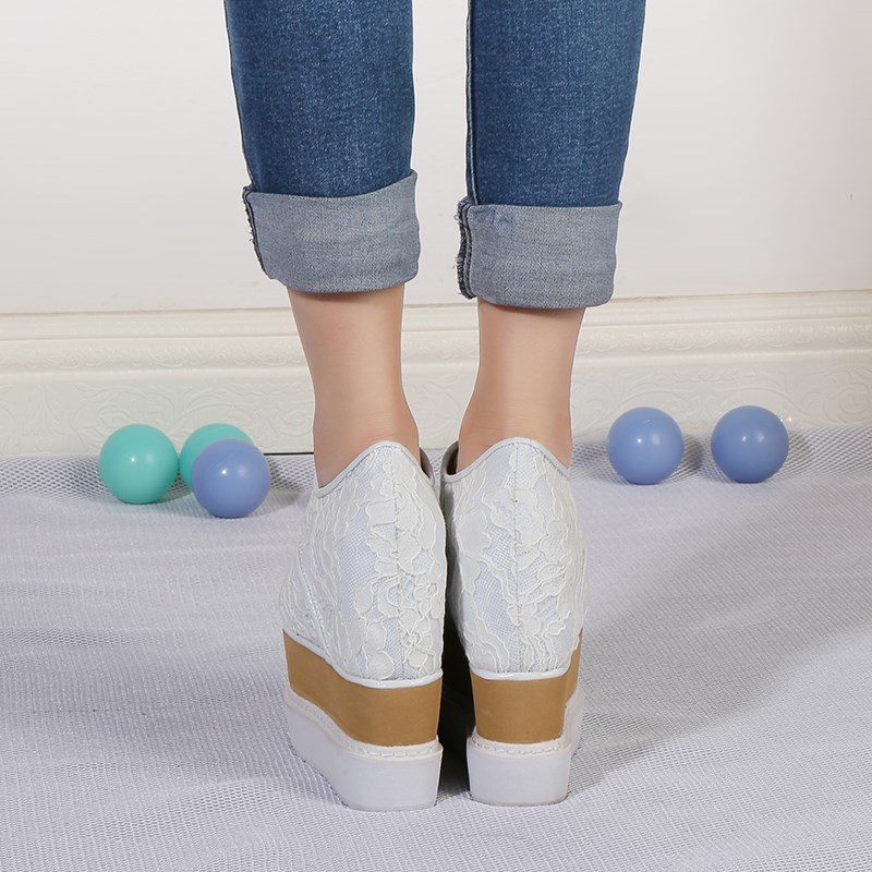 2023春季新款超高跟鞋女百搭网纱蕾丝伴娘鞋防水台内增高定制婚鞋