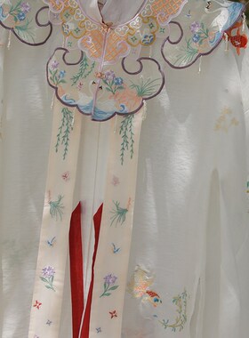 黎落阁明制云肩汉服绣花飘带单卖刺绣百搭重工珍珠披肩天鹅配饰