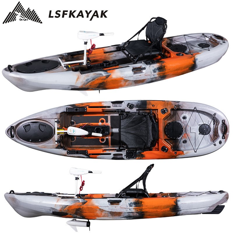 外贸现货滚塑皮划艇 塑料硬艇 单人马达船 电动马达船 马达动力船