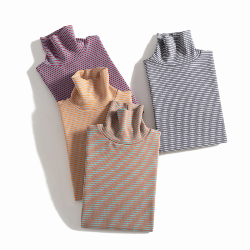 无法拒绝 上身巨舒适新疆长绒棉高领弹力条纹长袖打底衫T恤秋冬女