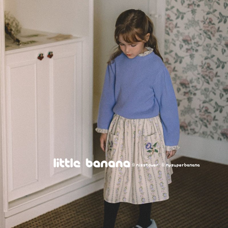 韩国韩系童装女童儿童春秋新款碎花清新刺绣口袋中长款半身裙