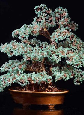 天然黄水晶加密招财树电视柜摆件橄榄紫粉客厅酒柜办公室开业礼品