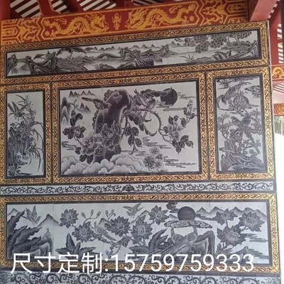 芝麻黑青石石材雕刻古建平面雕刻浮雕外墙石材线雕雕刻石影雕定制