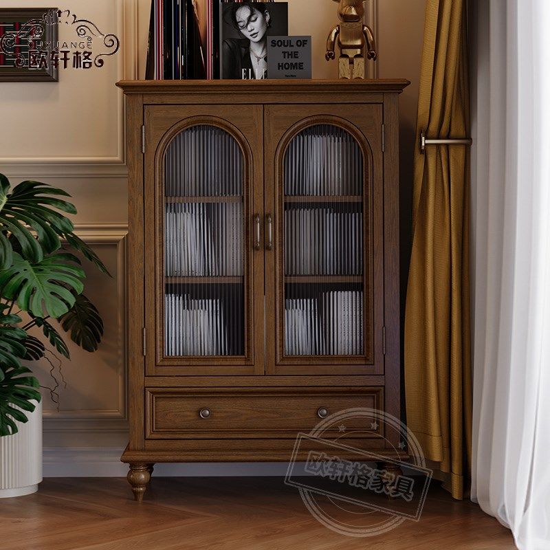美式酒柜电视边柜客厅实木复古沙发边收纳储物斗柜小立柜书柜靠墙,住宅家具,酒柜,淘宝优惠券,粉丝福利购,淘宝优惠卷