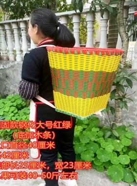 背篓塑料藤编手工编非竹编背篓背筐家用大号收纳筐买菜采摘舞蹈木