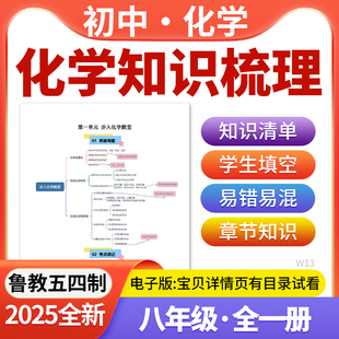 2025年新鲁教版五四制初中化学八九年级全一册知识点总结梳理填空挖空单元章节必背教师版学生版汇总易错易混清单资料电子版