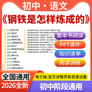 2026新版初中语文名著《钢铁是怎样炼成的》整本书阅读电子版PPT课件知识清单阅读训练电子版资料