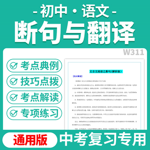 2025初中语文文言文断句技巧方法中考文言文阅读句子翻译专项练习电子版