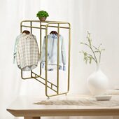 店双排中岛架双杠 店金色挂衣服货架服装 落地式 衣架展示架女童装