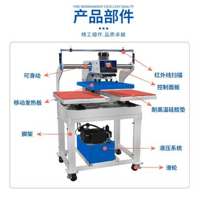 热转印烫画机帽子液压高温印花压标60×80半自动双工位气动烫标机