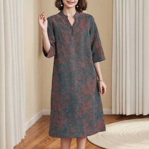 高档妈妈中年正反两面复古连衣裙