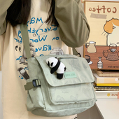 斜挎包女孩可爱补习袋初中学生补课辅导班小背包高中生帆布单肩包