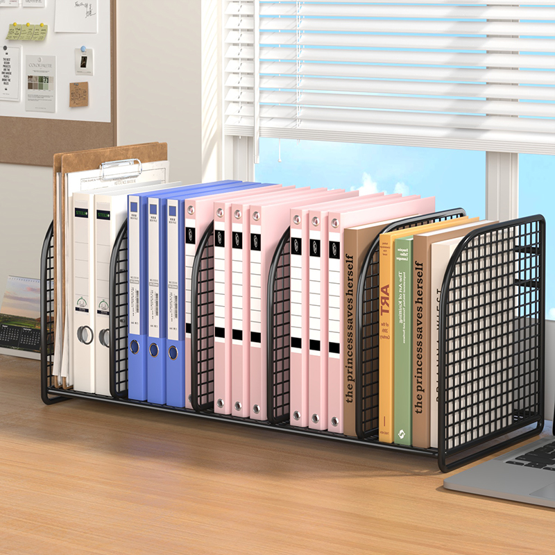 金属文件收纳架办公桌置物架文件夹收纳盒档案资料办公室用品大全书本收纳整理架多联文件框a4书架桌面书立架