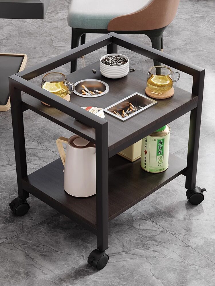麻将桌茶几茶水架棋牌室打牌小边几置物架可移动双层专用茶水桌子