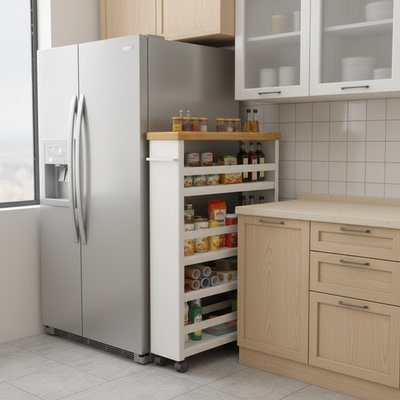 厨房夹缝置物架冰箱旁窄缝收纳架窄边落地可移动极窄款收纳置物柜