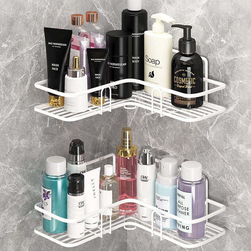 卫生间浴室三角置物架免打孔墙上收纳架储物篮厕所壁挂式架子墙角