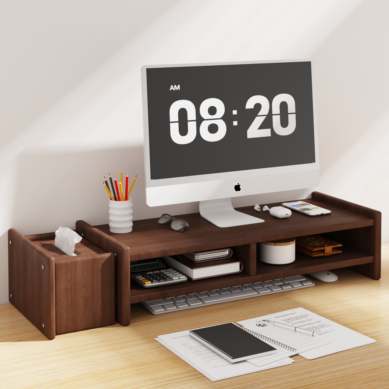 台式电脑增高架办公室工位显示器抬高架桌面显示屏改造置物垫高架