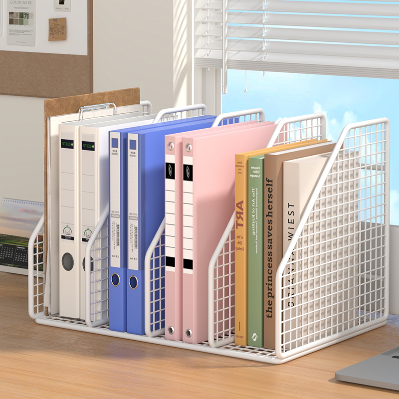 金属文件收纳架办公桌置物架文件夹收纳盒档案资料办公室用品大全书本收纳整理架多联文件框a4书架桌面书立架