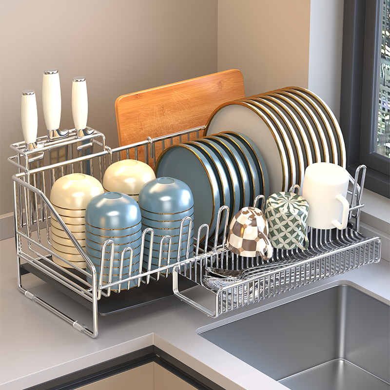 304不锈钢碗碟架沥水碗盘收纳架厨房台面滤水碗架碗筷餐具置物架