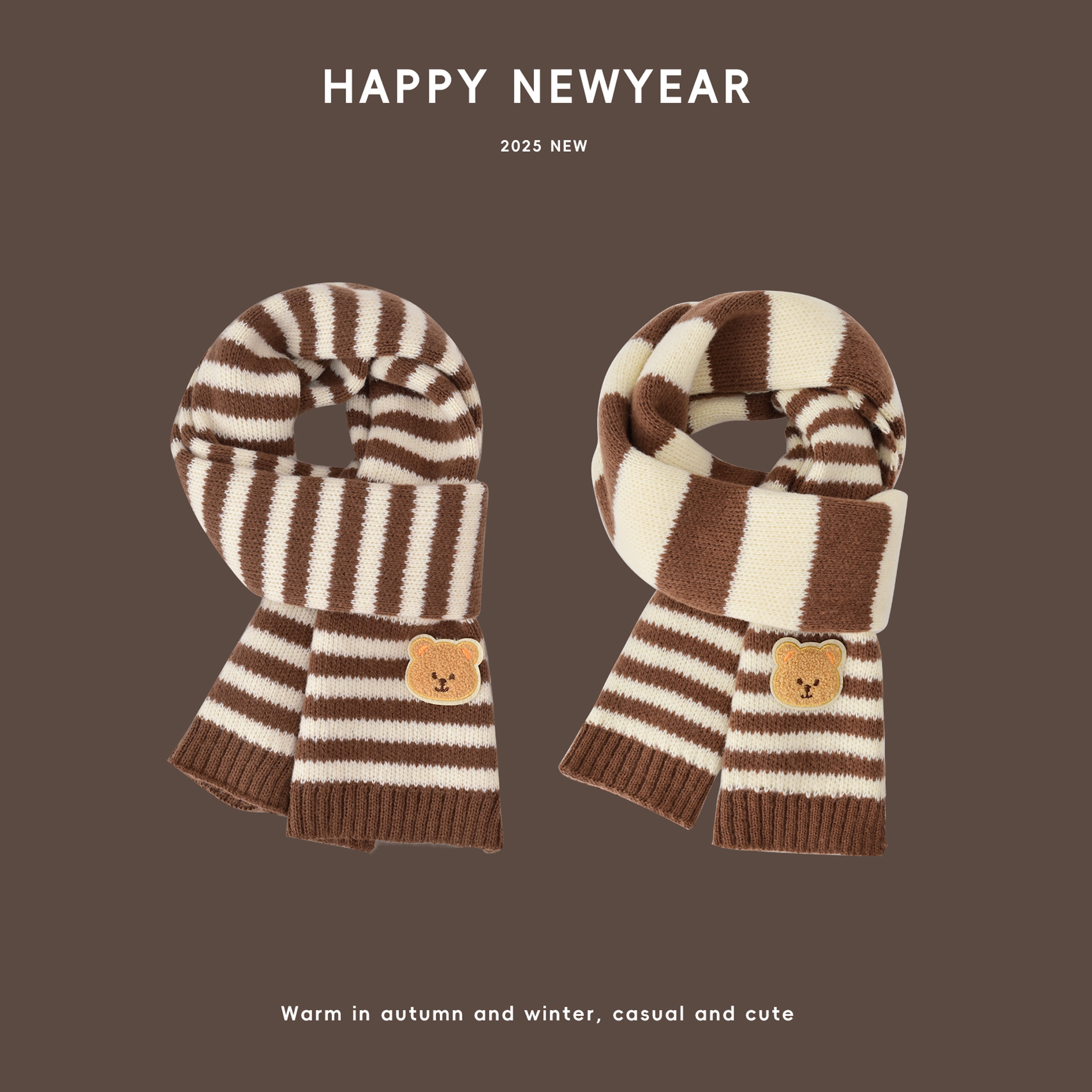 新款儿童针织围巾秋冬毛线加厚宝宝围脖新年红色保暖男孩女童脖套