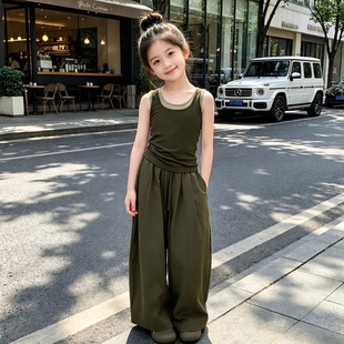 小孩衣服女孩12岁儿童套装女童时尚洋气时髦裤子2026新款夏季薄款